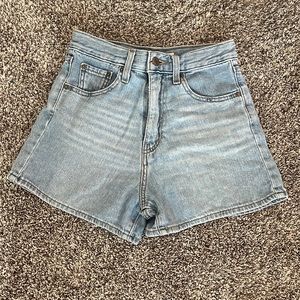 Light wash jean shorts